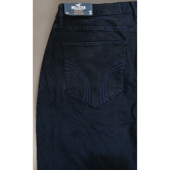 NWT Hollister Women’s 15R Navy Blue Super Skinny Jeans High Rise 32x28.5 Stretch - Picture 5 of 9